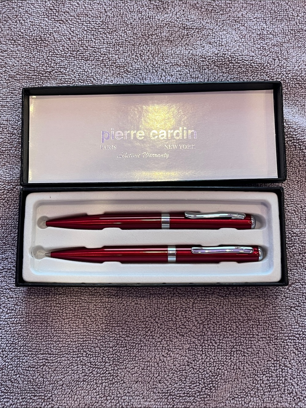 Pierre Cardin Red and Silver Twin Pen Set